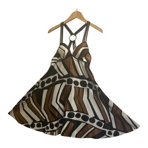 Ssang Bang Wool Mini Geometric Strappy Dress with Bold Patterns Women's Size M